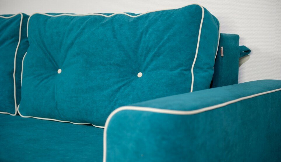 Мягкая мебель Диван кровать прямой Сиеста Синий, голубой Ultra atlantic, обивка Велюр в гостиную, детскую, спальню еврокнижка НПБ (244х106х82см) - фотография № 5