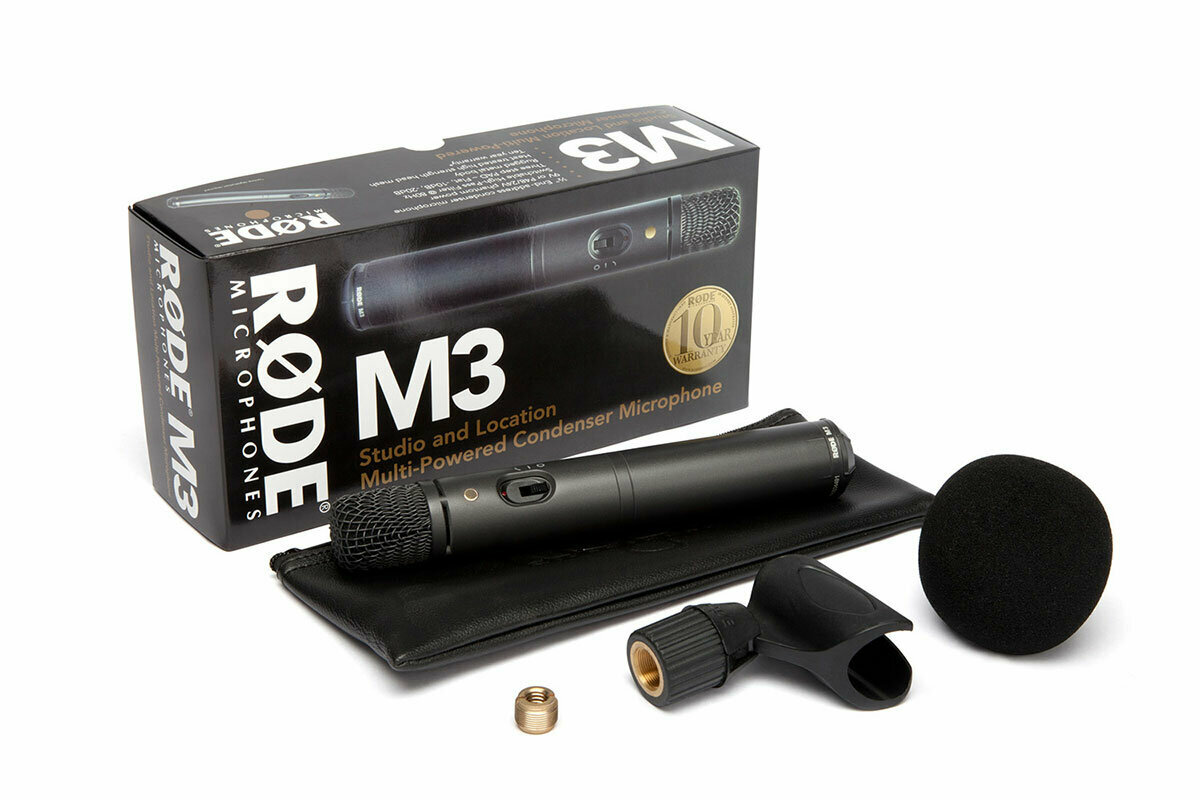 RODE M3 Студийный и сценический конденсаторный кардиоидный микрофон с двумя типами питания 48В и батарейка.