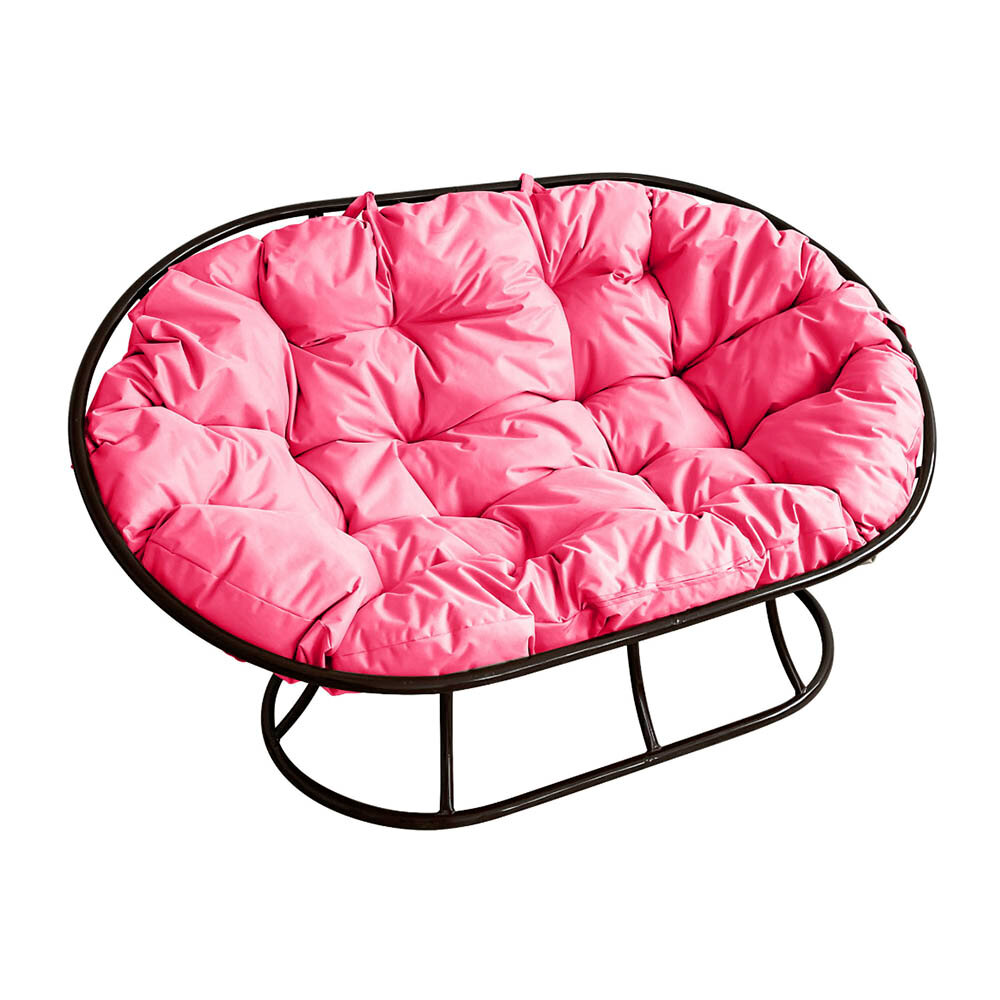 Садовый диван "Мамасан" без ротанга черное с розовой подушкой M-Group - фотография № 2
