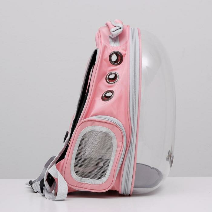 Пижон Рюкзак для переноски кошек и собак прозрачный, 31 х 28 х 42 см, розовый - фотография № 2