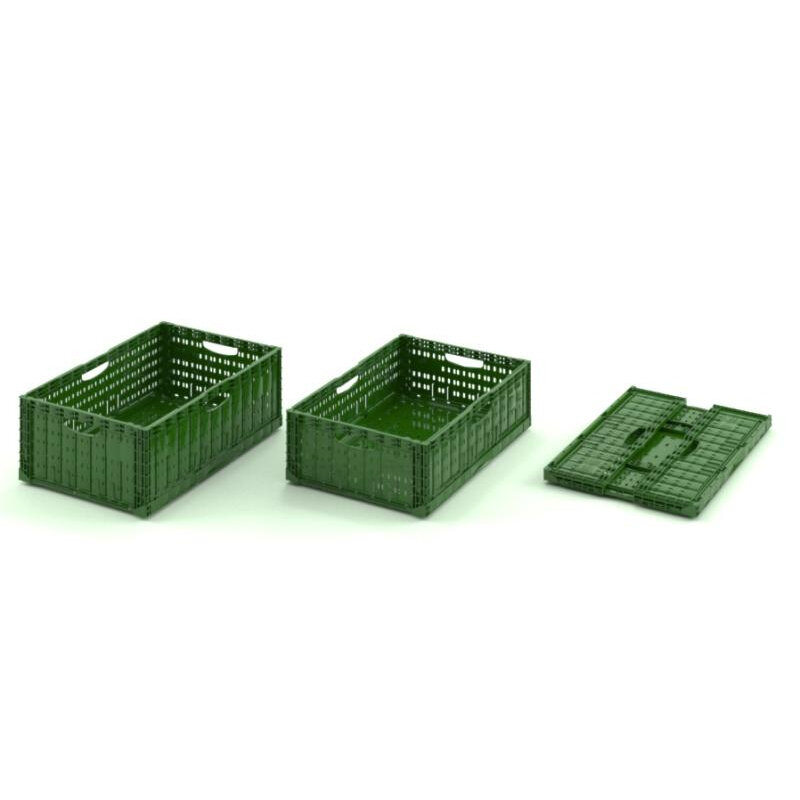 Ящик складной (FC 6418) 600х400х180 зеленый перфорированный - фотография № 3
