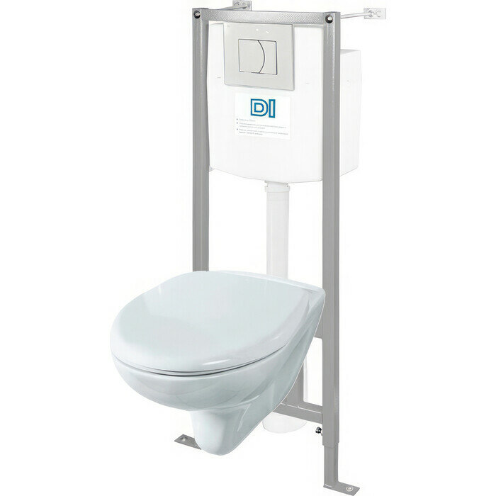 фото Комплект унитаза Rosa Элеганс с инсталляцией и белой клавишей, крышка-сиденье