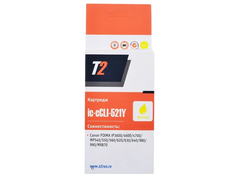 Картридж T2 для Canon IC-CCLI-521Y (желтый, с чипом)
