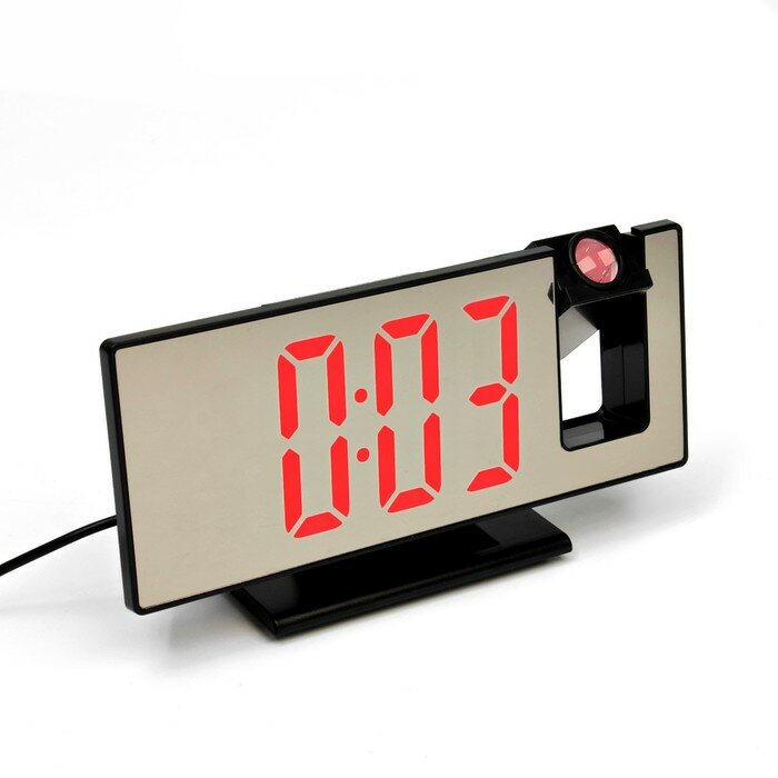 Часы настольные электронные с проекцией: будильник, термометр, календарь, USB, 18.5 x 7.5 см - фотография № 2