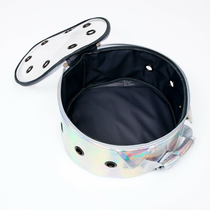 Пижон Рюкзак круглый для переноски животных, прозрачный, 26 см, серый - фотография № 6