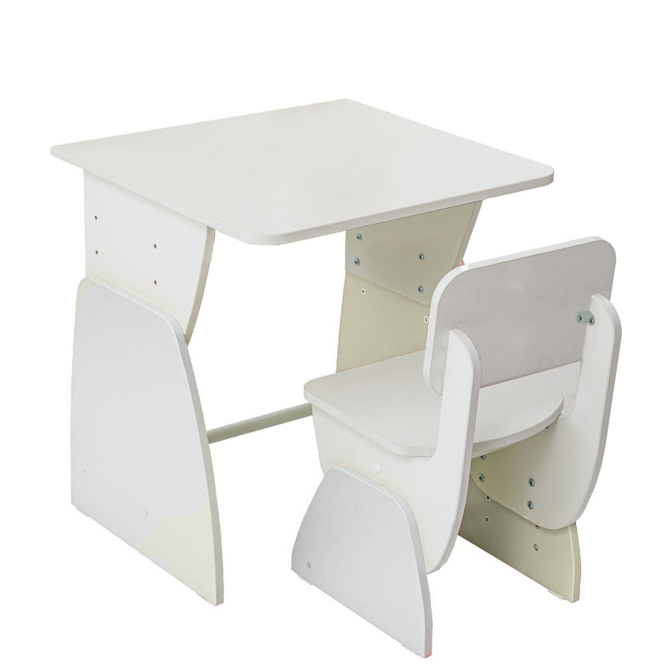 Комплект Астек-Элара Первый стол и стул без надстройки белый с белыми вставками - фотография № 5