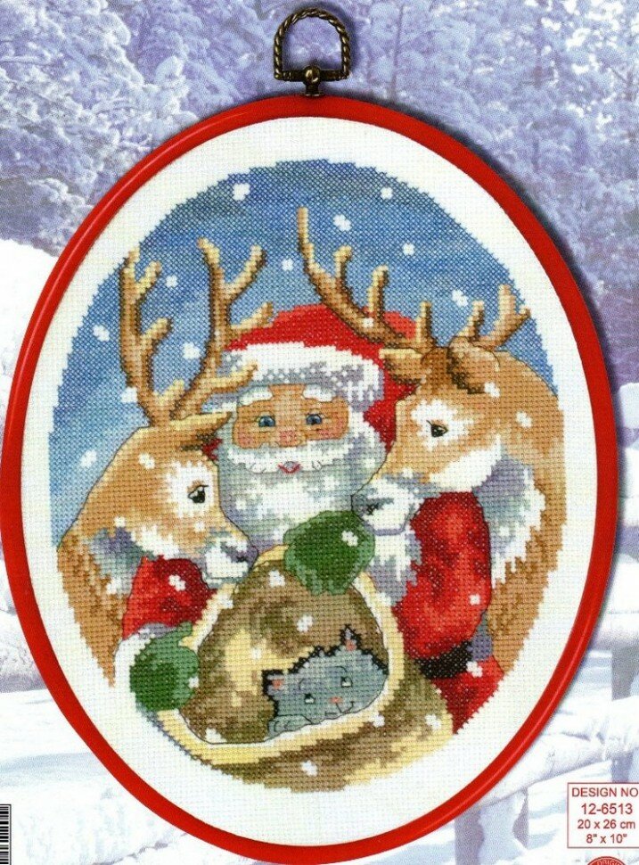 Санта и олени #12-6513 Permin Набор для вышивания 20 x 26 см Счетный крест