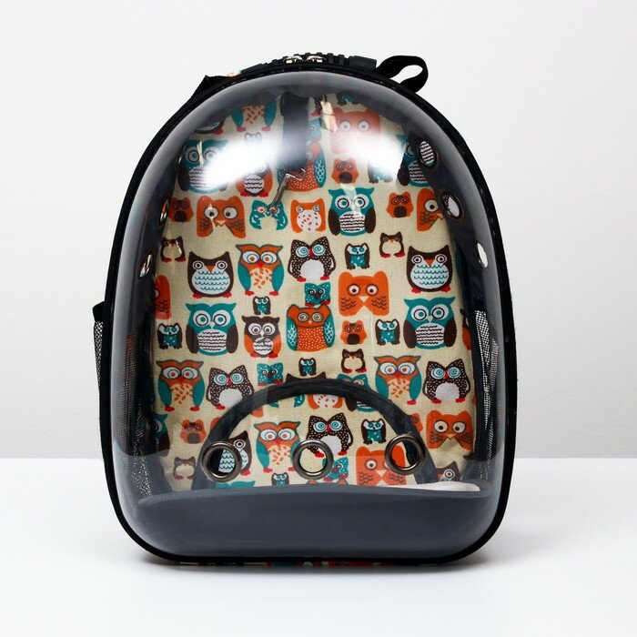 Пижон Рюкзак для переноски кошек и собак прозрачный «Совинные мордочки», 31 х 28 х 42 см - фотография № 10