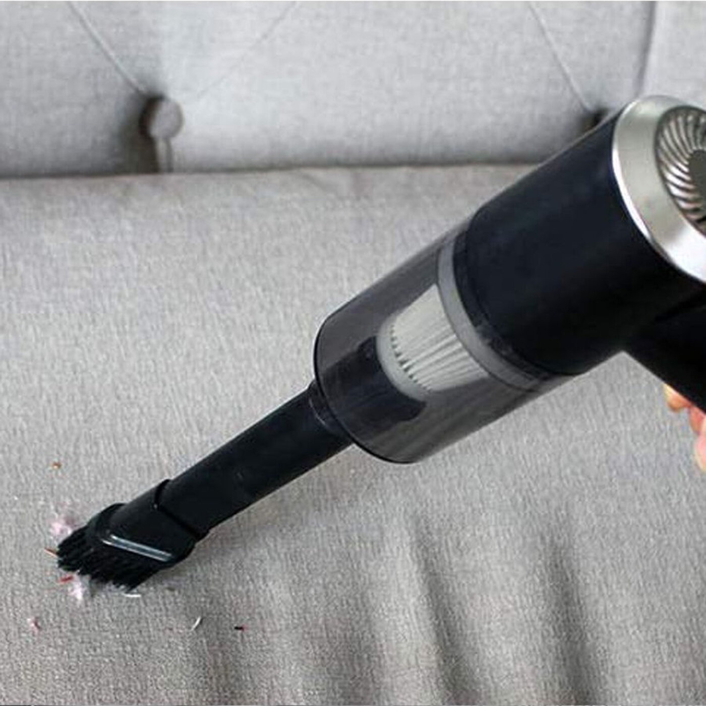 Беспроводной мини пылесос с подсветкой для авто и дома 2в1 "Vacuum cleaner", белый, с насадками czone smart - фотография № 10