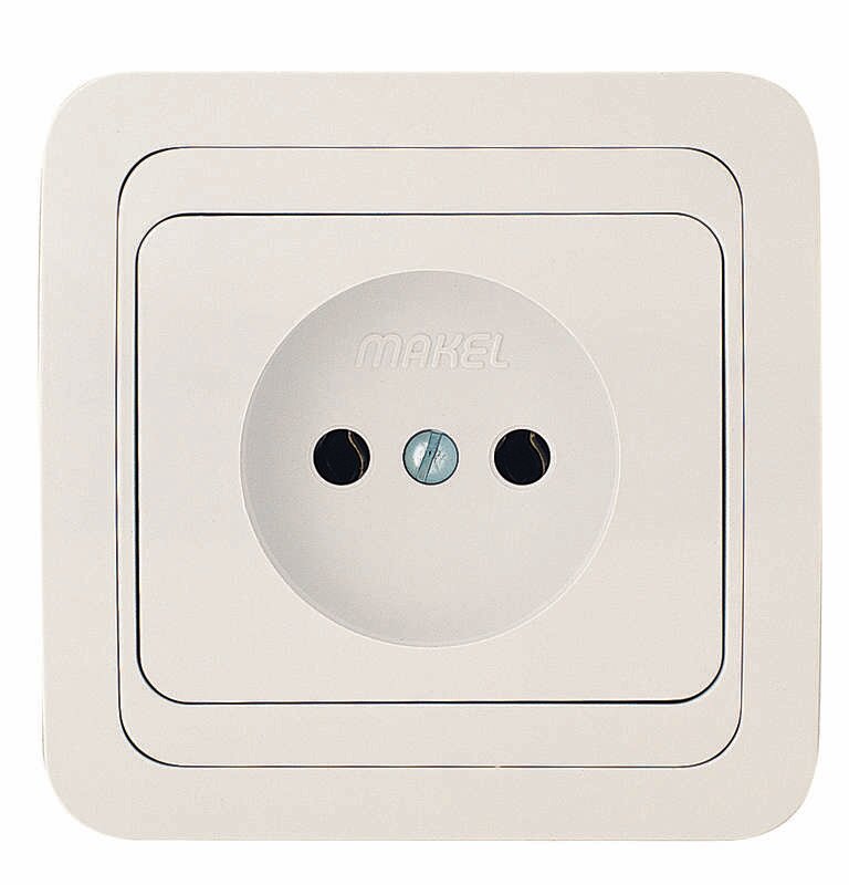 фото Розетка 1-м СП Mimoza 16А IP20 без заземл. керамика бел./бел. Makel 12002