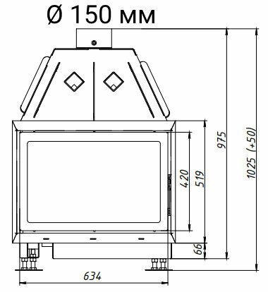 Экокамин Каминная топка EcoKamin Альфа 700B(Диаметр дымохода 150 мм)