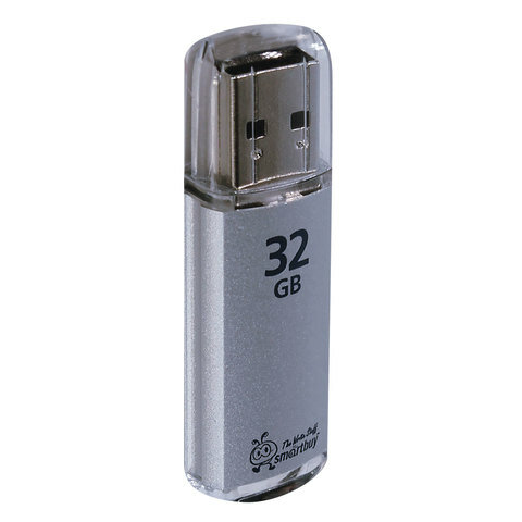 Флеш-диск 32 GB, комплект 3 шт., SMARTBUY V-Cut, USB 2.0, металлический корпус, серебристый, SB32GBVC-S