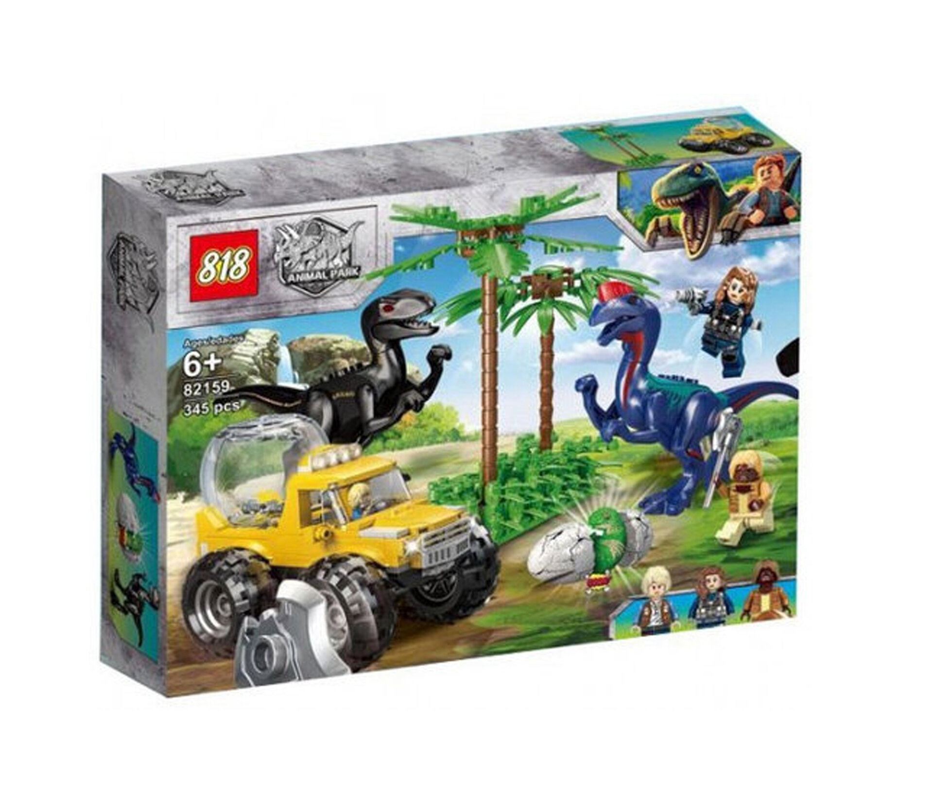 Конструктор "Индораптор и Дилофозавр", конструктор Парк Юрского периода с динозаврами и фигурками 345 деталей