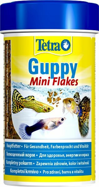 Tetra TetraGuppy основной корм для живородящих рыб, хлопья 100 мл