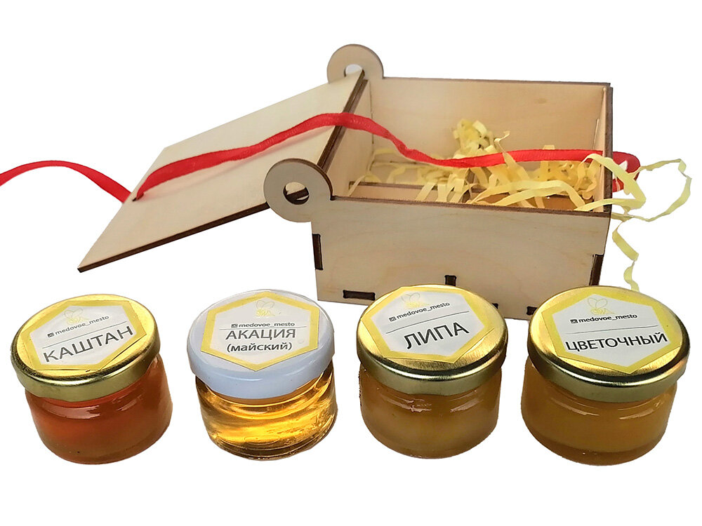 Подарочный набор из 4-х пробников мёда, мёд с Кавказа и Кубани - фотография № 3