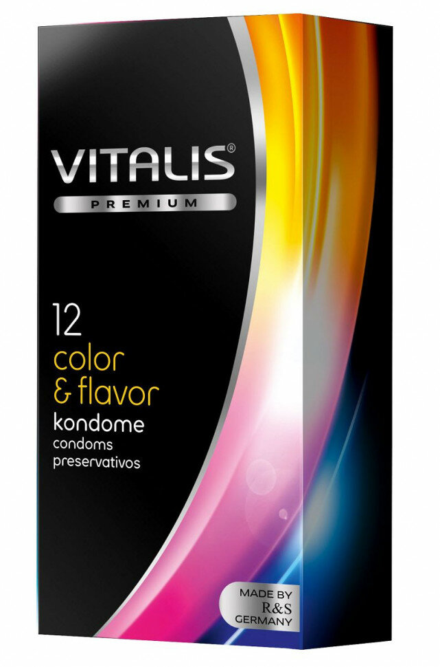 Цветные ароматизированные презервативы VITALIS PREMIUM color & flavor - 12 шт. (39814)