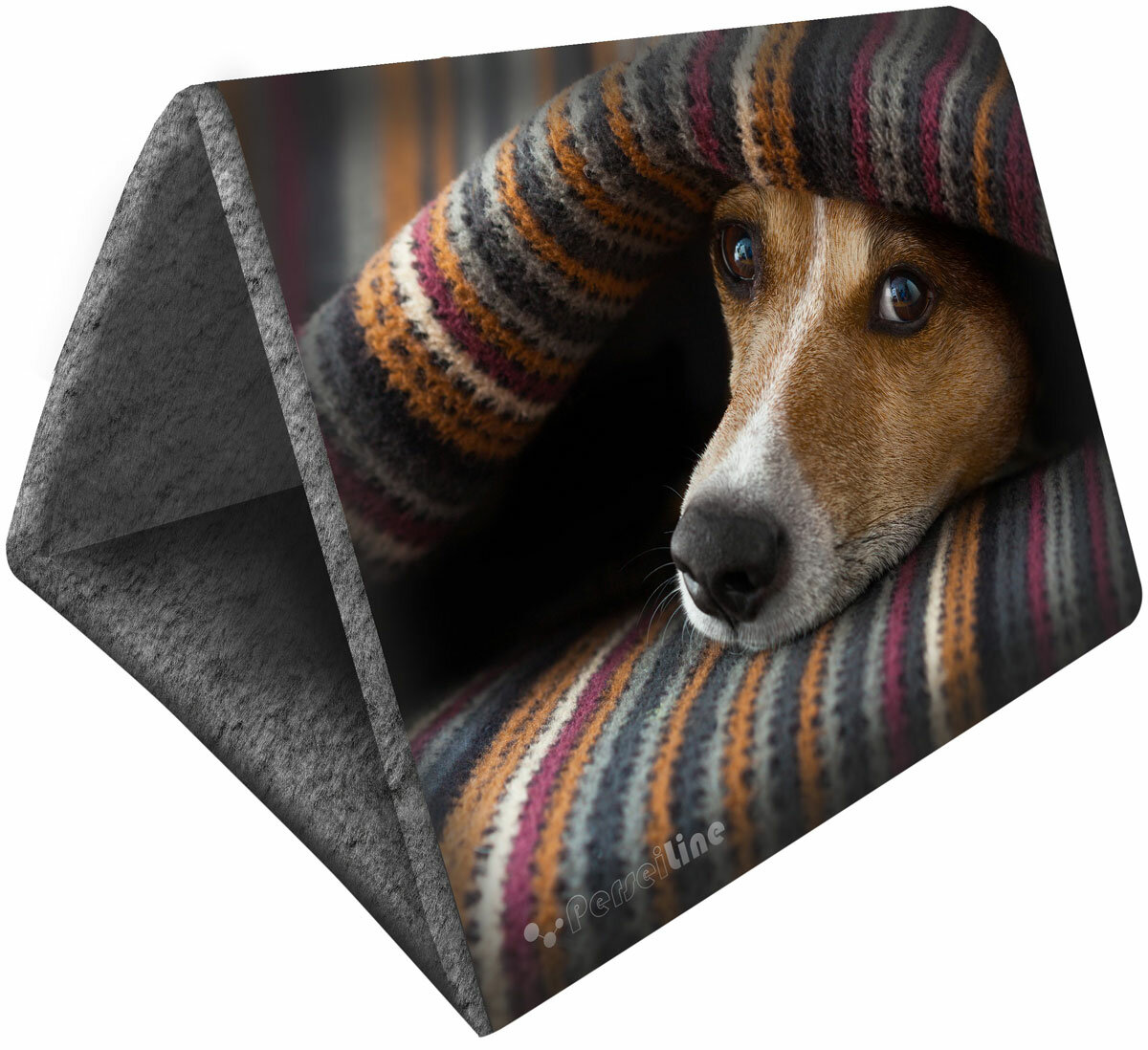 фото Дом для животных PerseiLine Дизайн Шалаш + лежак 2 в 1 Пес в пледе 46 х 36 х 36 см (1 шт)