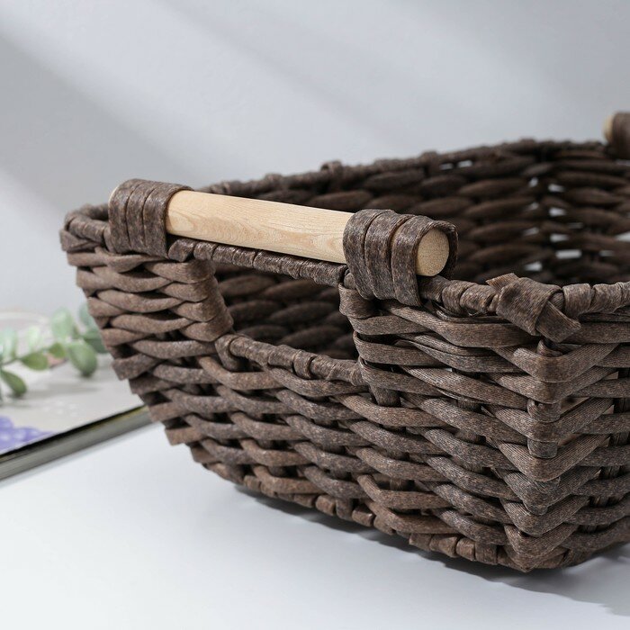 Доляна Корзина для хранения Доляна «Лоза», плетёная, с ручками, 38×27×14 см, цвет коричневый - фотография № 4