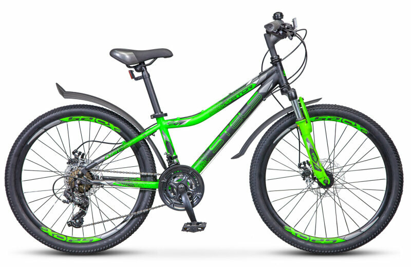 Велосипед для подростков STELS Navigator 410 MD 24 21-sp V010, 12" чёрный/зелёный
