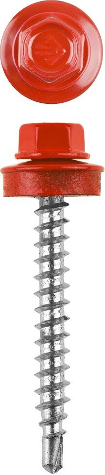 фото ЗУБР Саморезы СКД кровельные, RAL 3003 рубиново-красный, 65 х 4.8 мм, 180 шт, для деревянной обрешетки, ЗУБР Профессионал, ( 4-300315-48-065-3003 )