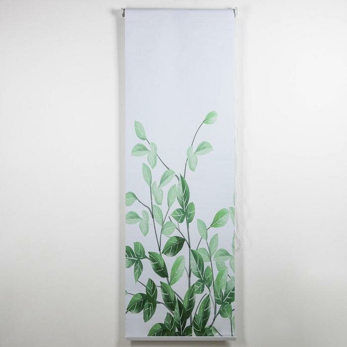 Штора рулонная «Ветви», блэкаут, 90×200 см, цвет белый - фотография № 2