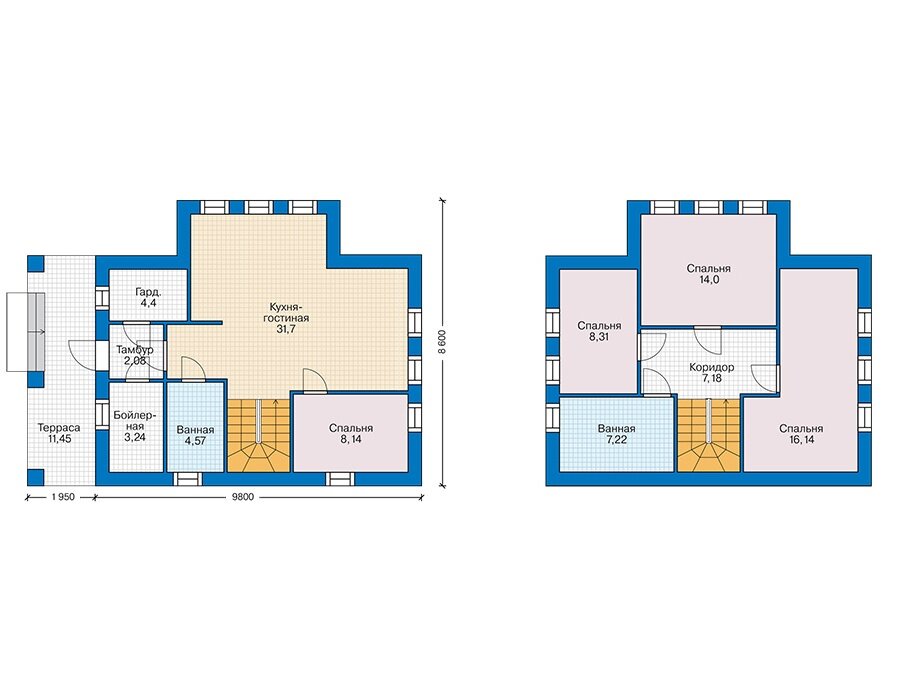 Проект дома Plans-43-91 (107 кв.м, кирпич) - фотография № 3