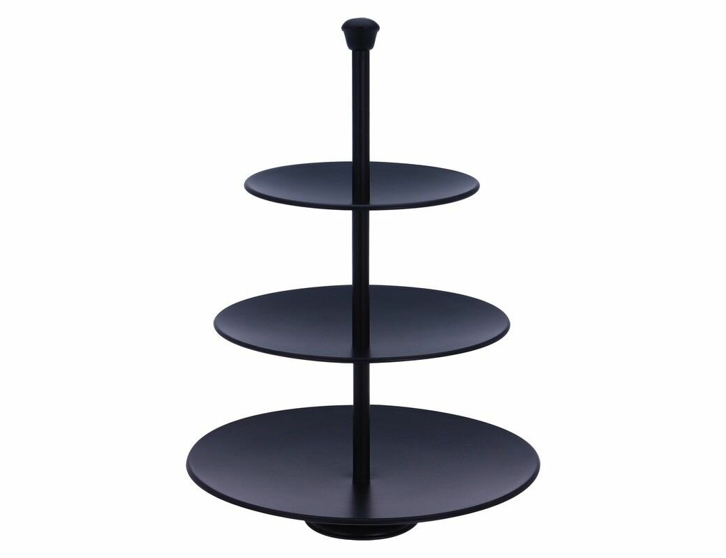 Подставка для пирожных элегантный стиль трёхъярусная, чёрная, 25х37 см, Koopman International A12405490 Hoff - фото №1