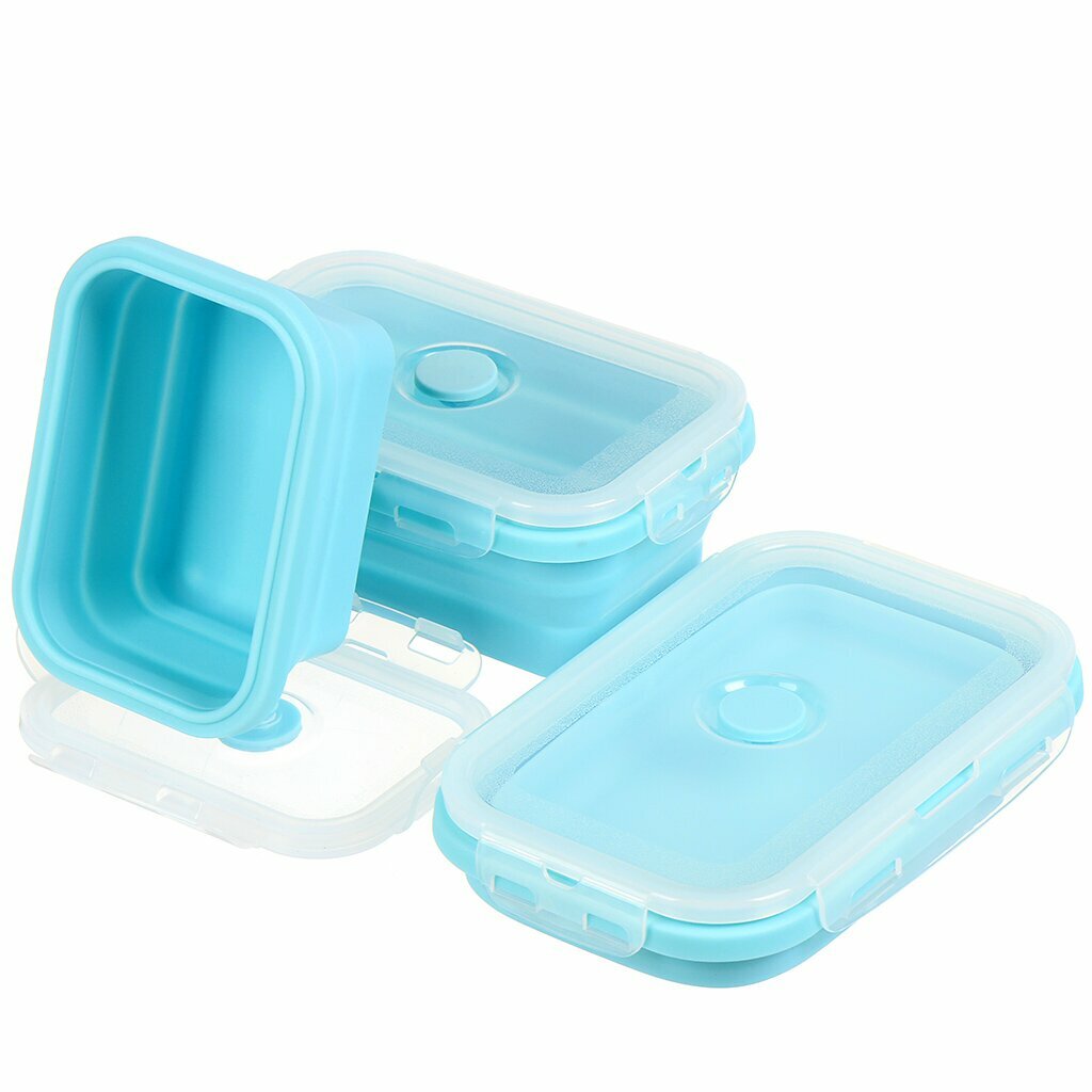 Контейнер пищевой пластик, 0.35 л, голубой, складной, Y4-6486 - фотография № 8