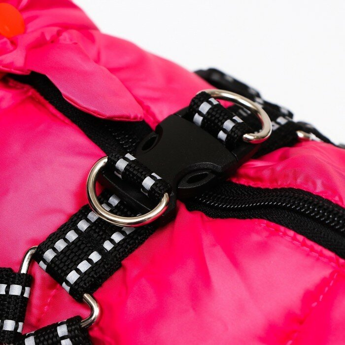 Куртка для собак со шлейкой, размер 24 (ДС 45 см, ОГ 70 см, ОШ 42 см), розовая - фотография № 5