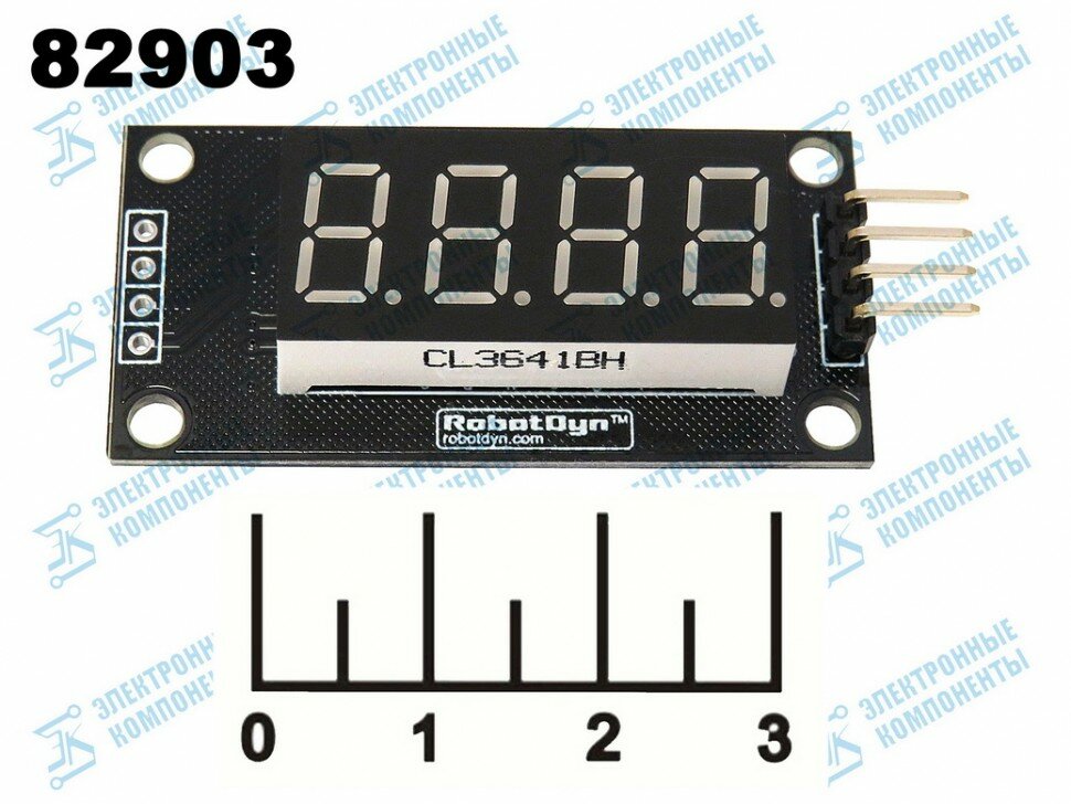 Радиоконструктор Arduino дисплей светодиодный I2C 4 7-ми сегментных индикатора TM1637 желтый