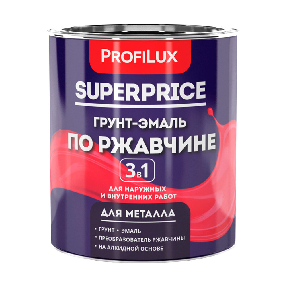 Profilux SUPERPRICE Грунт-эмаль по ржавчине 3 в 1 серая 1,9 кг (6шт/уп)