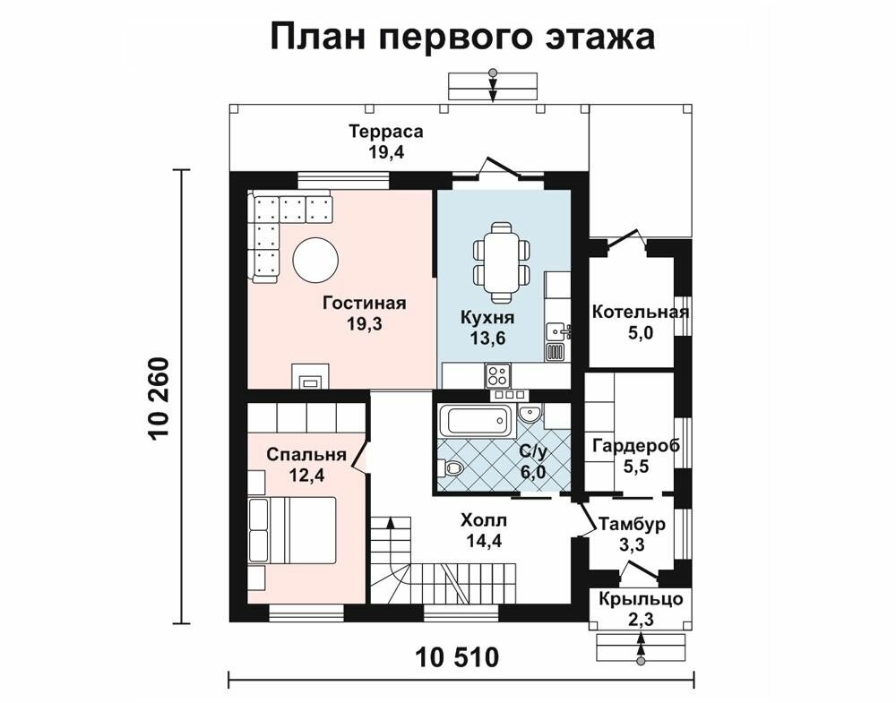 (185м2, 12х11м) Готовый проект двухэтажного дома из газобетона с балконом и террасой - AS-2195-3 - фотография № 3