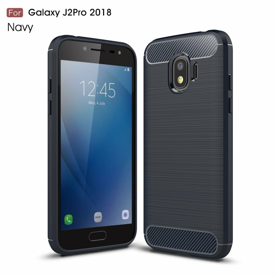 Чехол - накладка Carbon Fibre для Samsung Galaxy J2 Pro 2018 (темно-синий)