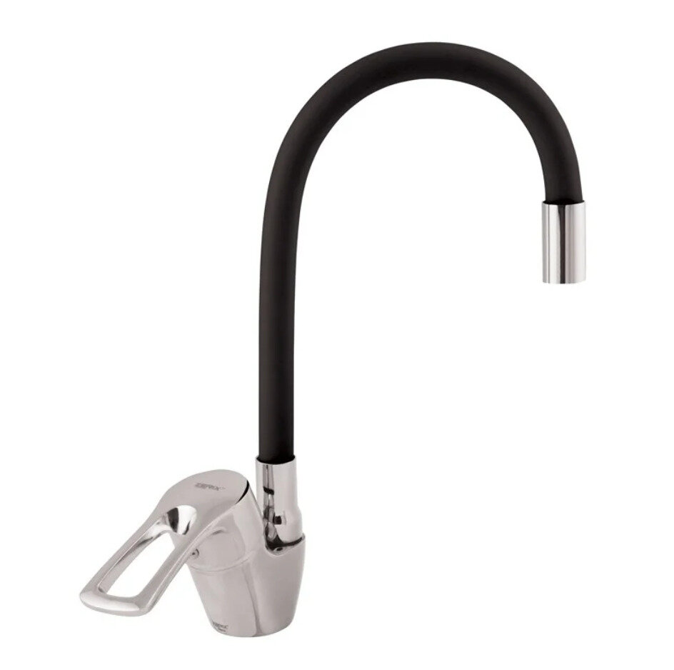 Смеситель для кухни с гибким цветным изливом черного цвета ZERIX YUB