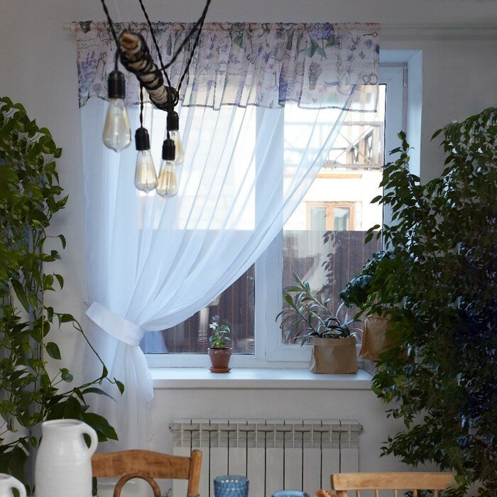 фото Тюль с подхватом и ламбрекеном "Магия прованса" 250х200см, 100% п/э, вуаль