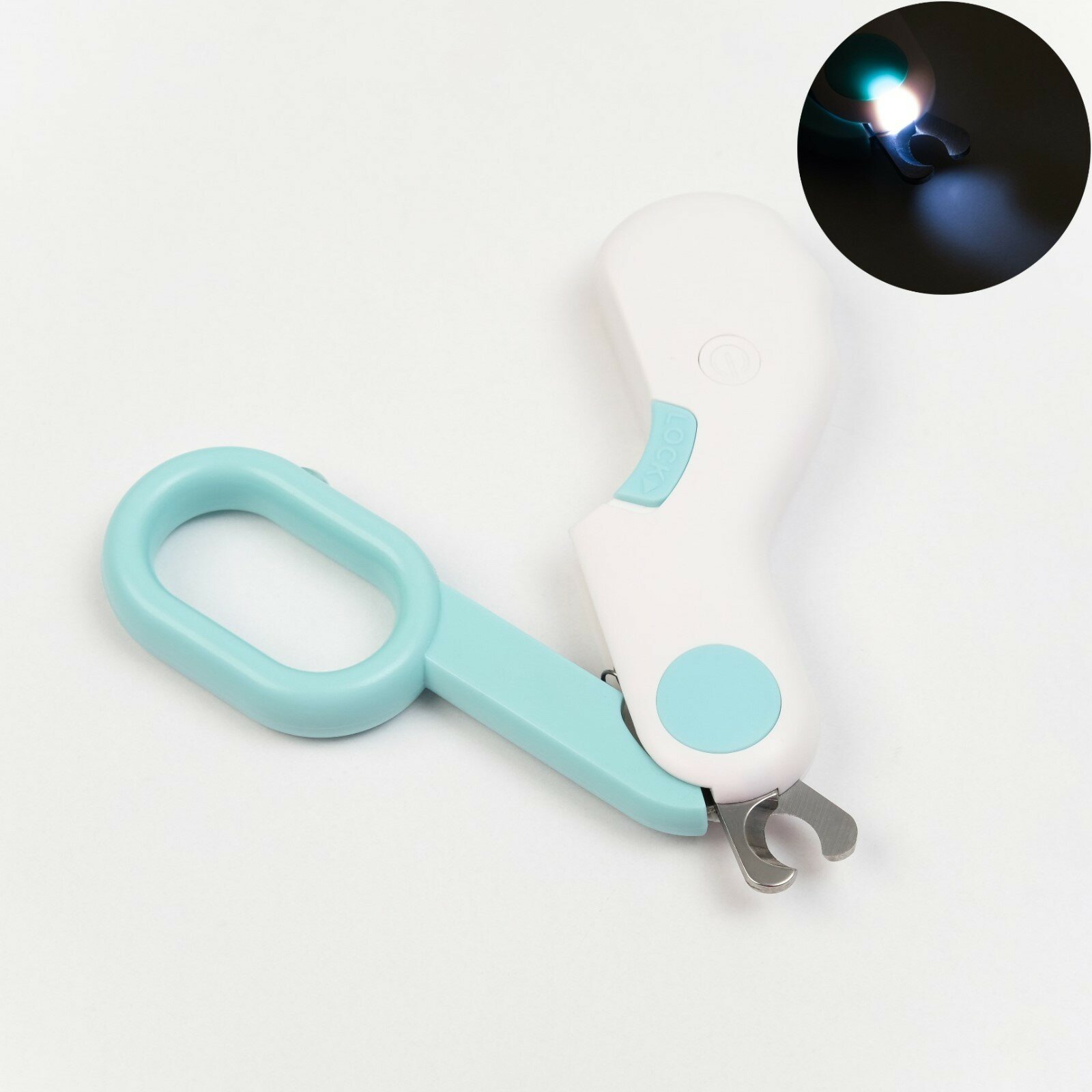 Когтерез - ножницы для животных с LED фонарём, голубой - фотография № 1