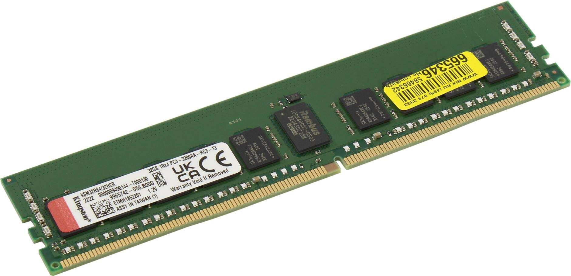 Kingston Server Premier DDR4 32GB RDIMM 3200MHz ECC Registered 1Rx4 1.2V (Hynix C Rambus)