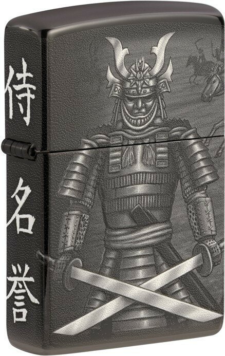 Зажигалка ZIPPO Knight Fight с покрытием High Polish Black, латунь/сталь, чёрная, 38x13x57 мм - фотография № 1