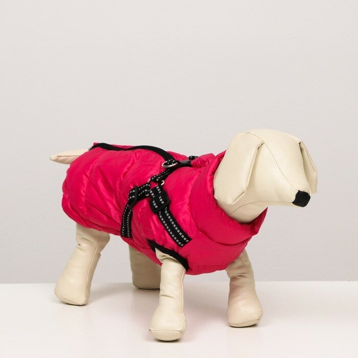 Куртка для собак со шлейкой, размер 18 (ДС 40 см, ОГ 50 см, ОШ 38 см), розовая - фотография № 1