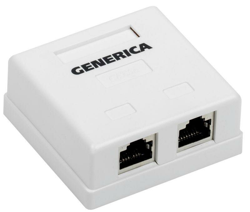 Розетка информационная RJ45 кат.5е FTP 2 порта настенная GENERICA ITK CS2-1C5EF-22-G