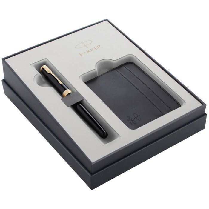 Parker Набор Parker 2020, ручка перьевая Parker Sonnet Core F530 Lacquer Deep Black GT M + чехол для карт