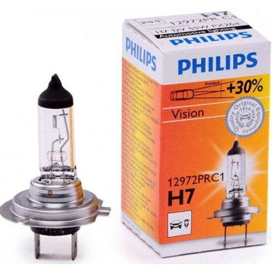 Лампа галогенная PHILIPS H7 Vision Premium +30% света 12V 55W, 1шт, 12972PRC1