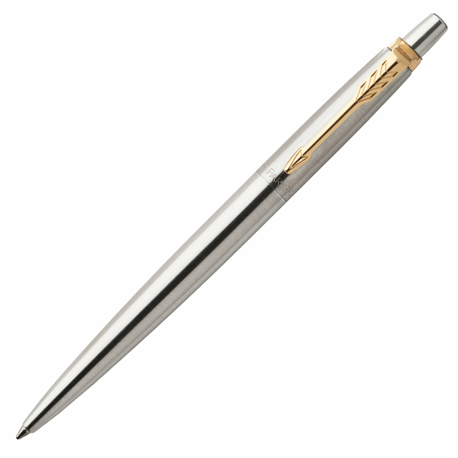 Ручка гелевая PARKER "Jotter Stainless Steel GT", корпус серебристый, позолоченные детали, черная, 2020647