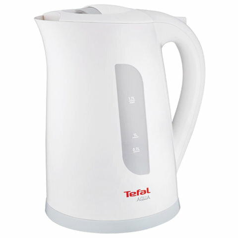 Чайник TEFAL KO270130, 1,7 л, 2400 Вт, закрытый нагревательный элемент, пластик, белый/серый