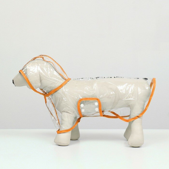 Дождевик для собак, размер S (ДС 22, ОГ 35-38, ОШ 36 см), оранжевый - фотография № 5
