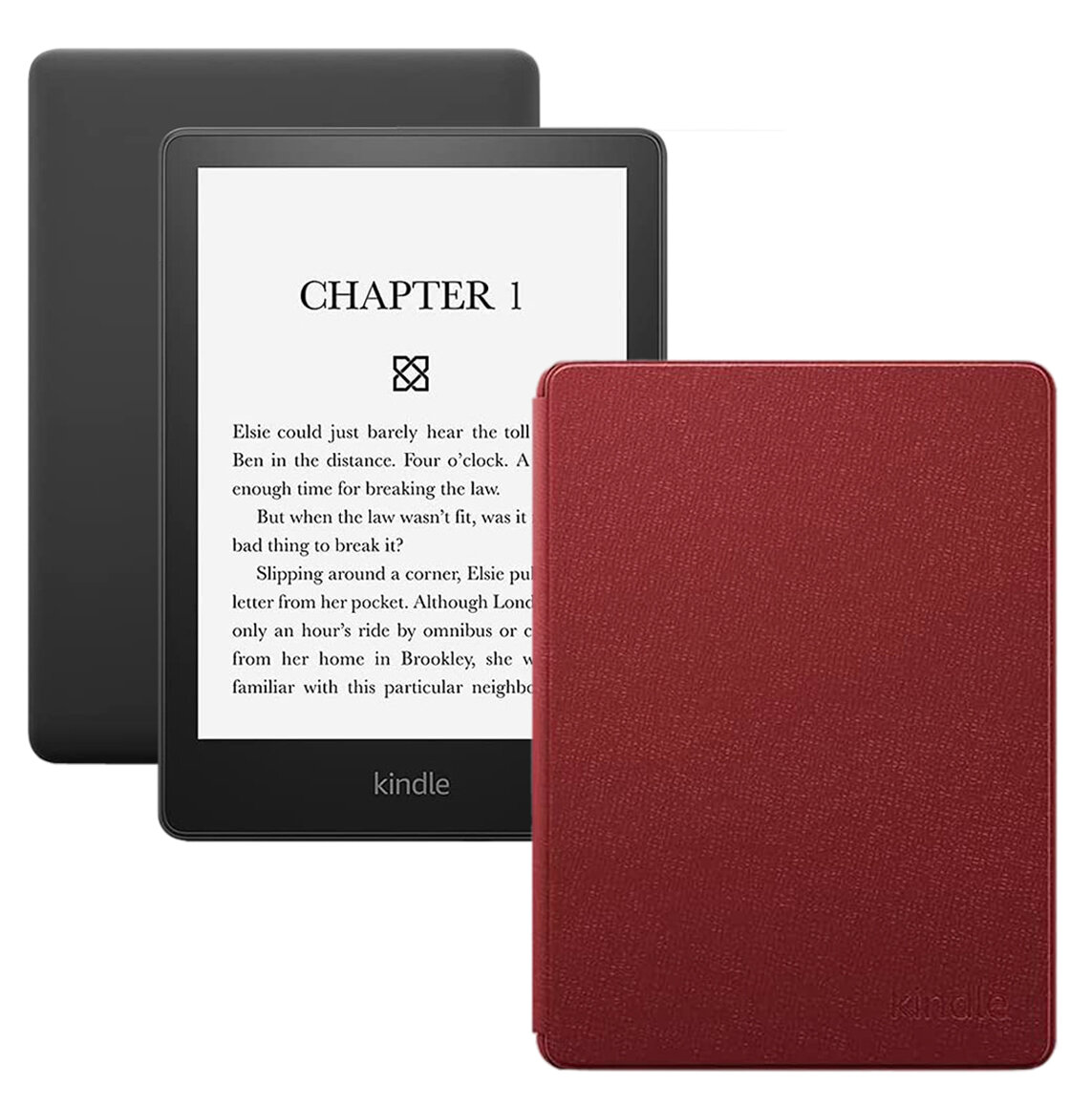 Электронная книга Amazon Kindle PaperWhite 2021 8Gb black Ad-Supported + фирменная обложка Кожа Merlot