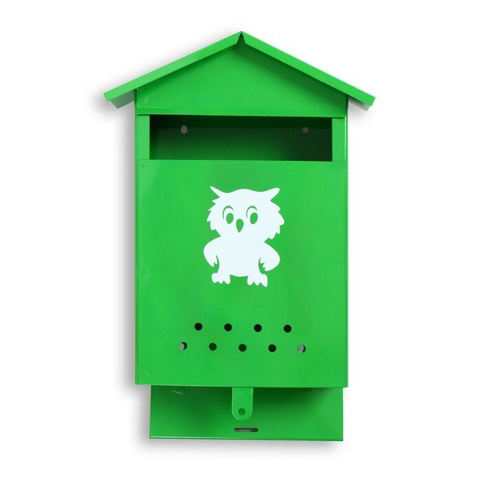 Ящик почтовый без замка (с петлёй), вертикальный, «Домик», зелёный - фотография № 3