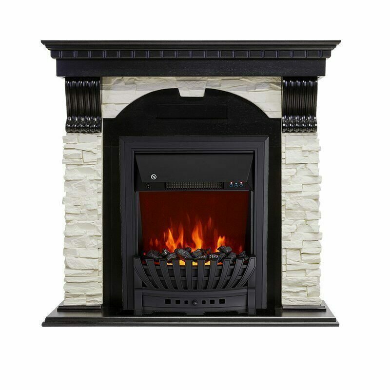 Электрический камин Royal Flame Dublin арочный сланец белый (венге) с очагом Aspen Black