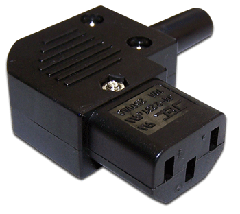 Вилка электрическая кабельная, IEC 60320, C13, 10A, 250V, угловая, разборная, черная, LANMASTER