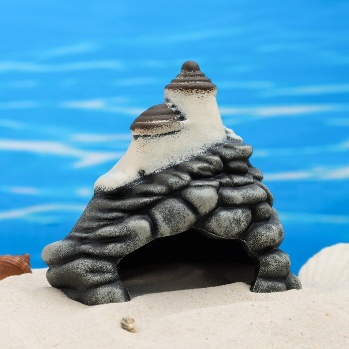 Декор для аквариума "Замок-юла на скале", керамический, 13 x 11 x 12 см - фотография № 3